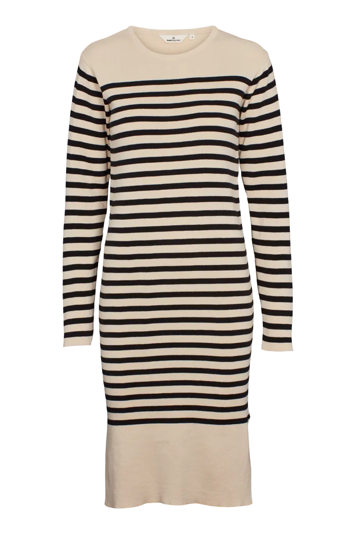 Timeless Beauty Summer Ease Sailor Stripe Knit Dress - Birch/Black