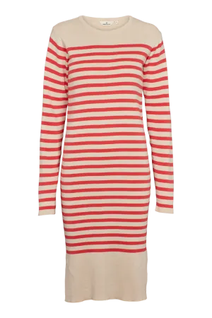 Feminine flowing piece Sailor Stripe Knit Dress - Birch/Cayenne