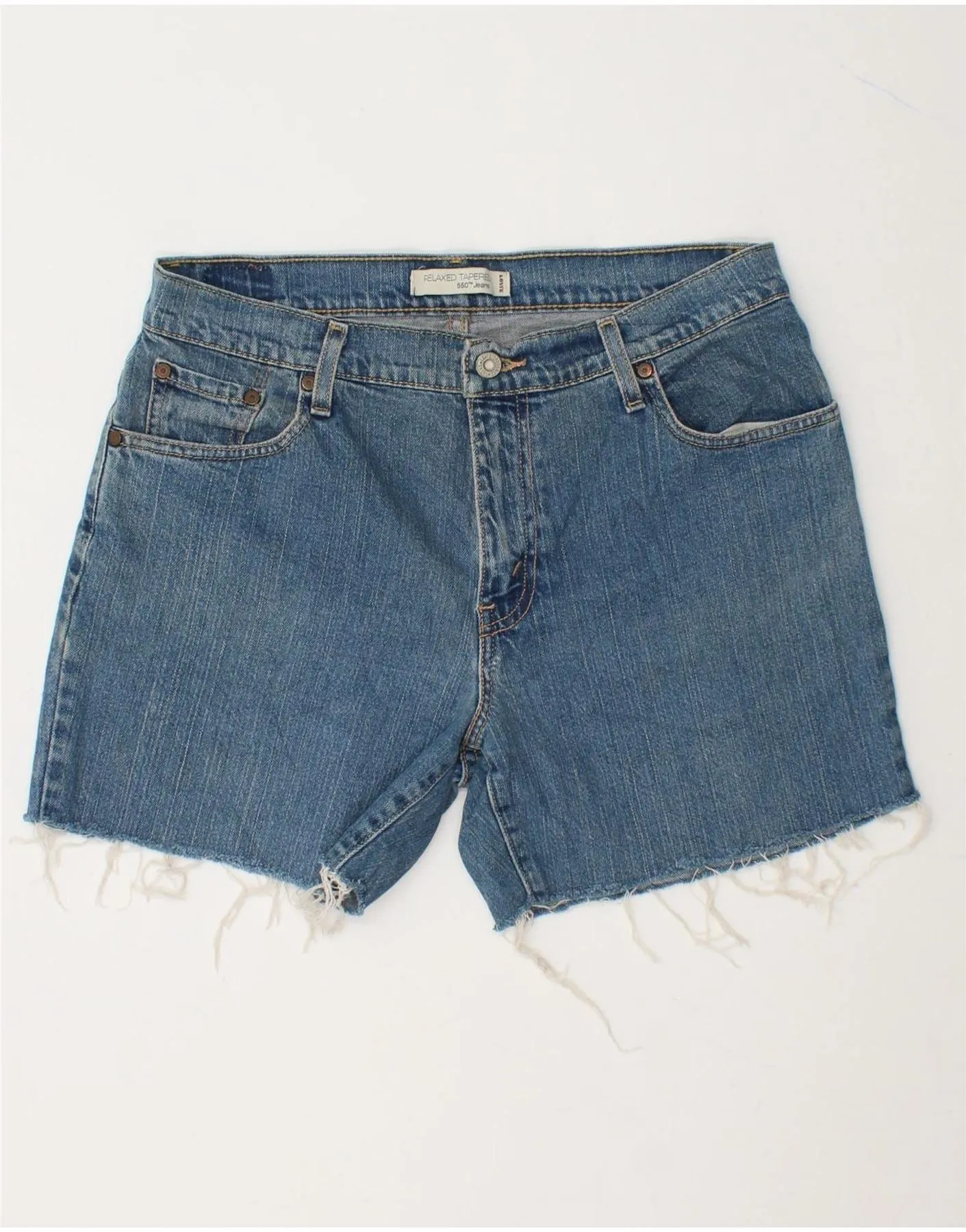 Zip Front LEVI'S Womens 550 Denim Shorts US 12 Large W32 Blue Cotton