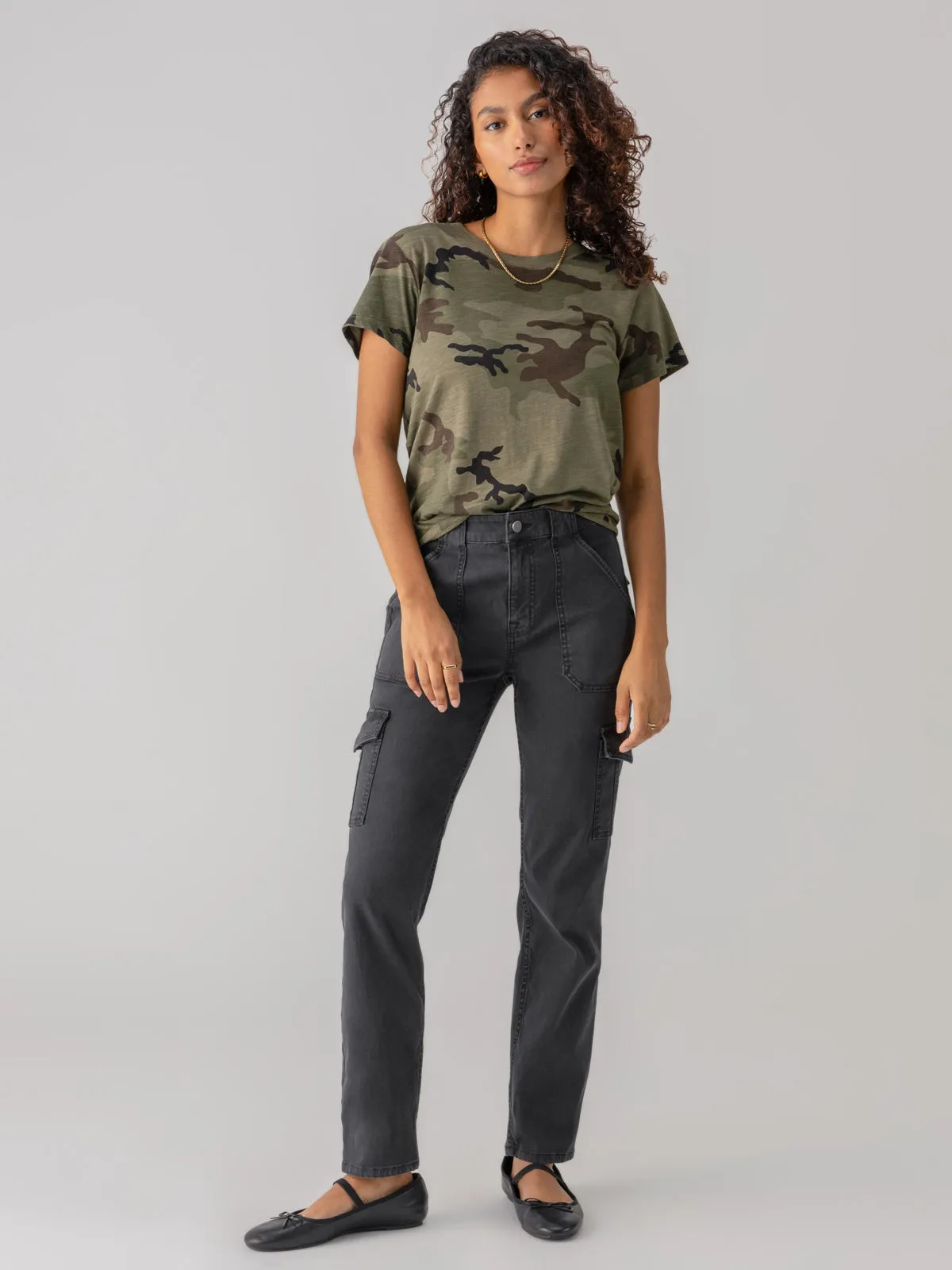 Sculpted Hayden Cargo Standard Rise Pant Black QuickDryTech WrinkleFreeFabric