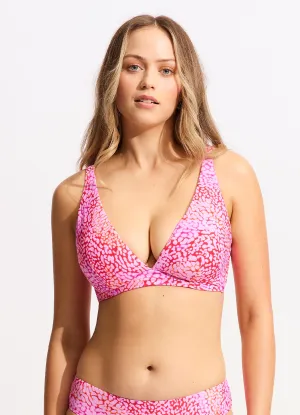 Sea Skin DD Fixed Tri Bikini Top - Fuchsia Rose Quick Drying Inner Shell No Ride Up Design