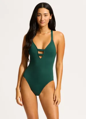 mix and match Seafolly Collective Deep V One Piece - Evergreen