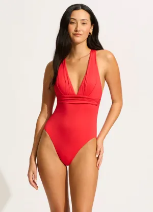 Mold Resistant Lining Seafolly Collective Cross Back One Piece - Chilli Red