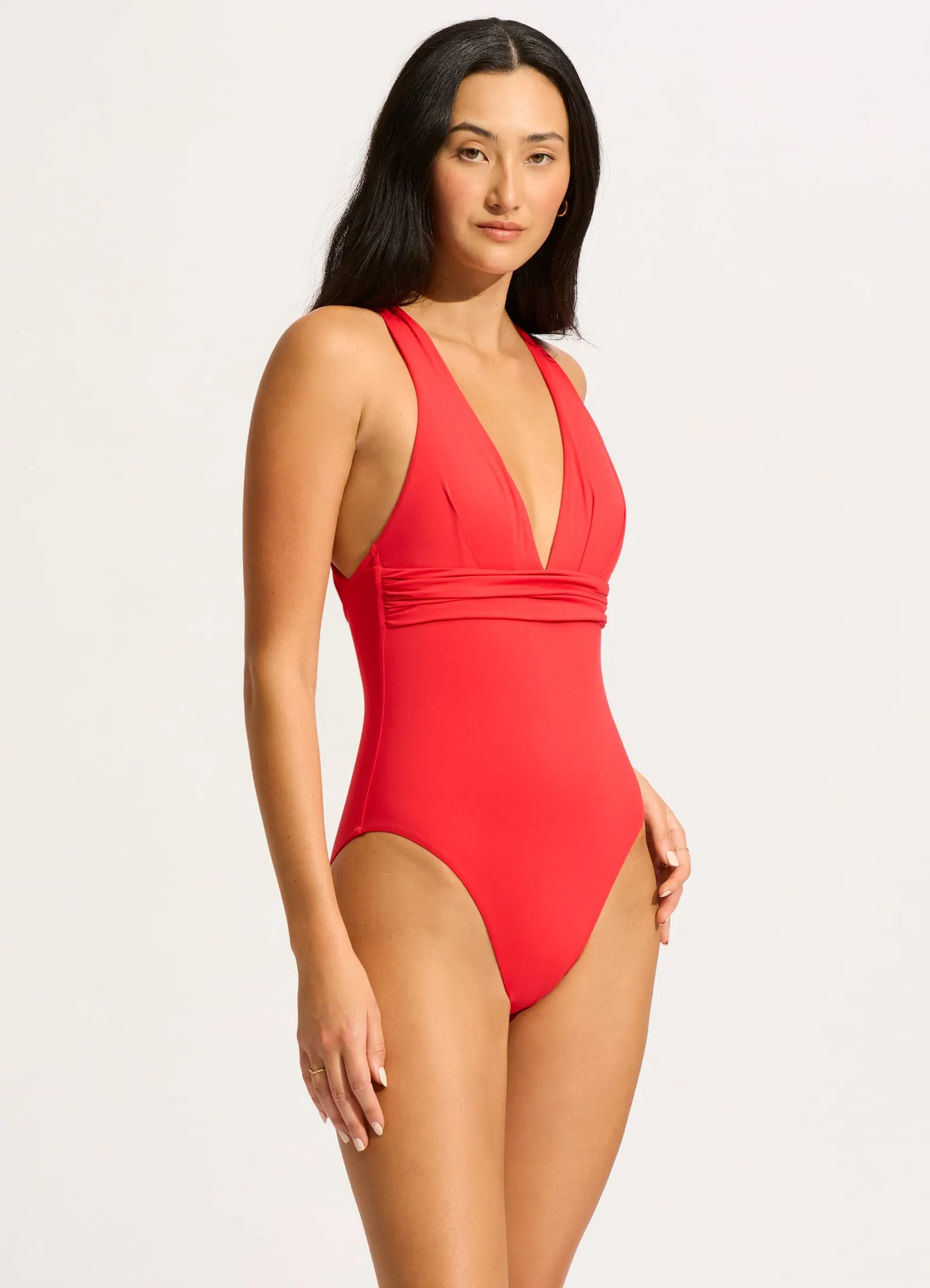 Snag Resistant Surface Beach fashion Seafolly Collective Cross Back One Piece - Chilli Red