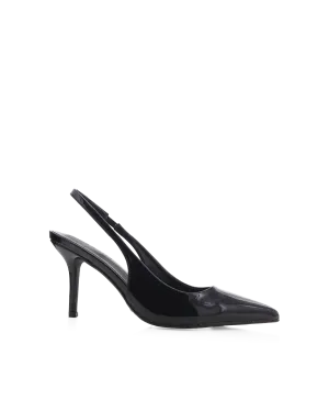 Trendy Platform Heels Runway Style BLONDIE WIDE FIT - BLACK PATENT