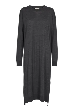 Hip-Flattering Timeless fitted silhouette Vera Long Dress - Dark Grey Mel.