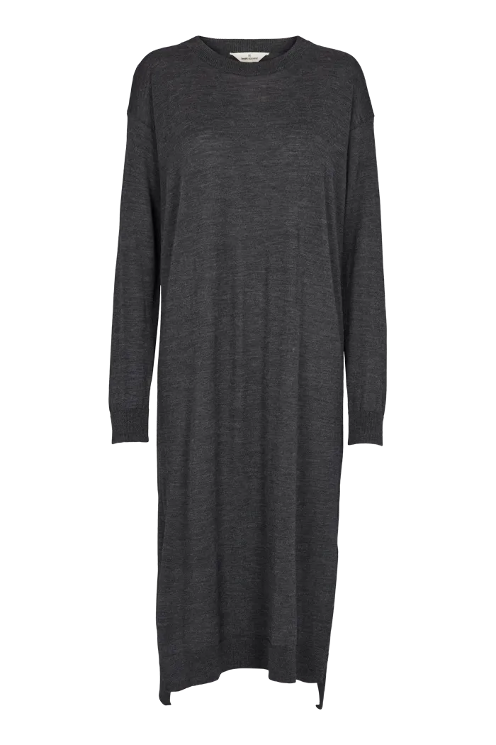 Vera Long Dress - Dark Grey Mel. Chic Silhouette Subtle pattern