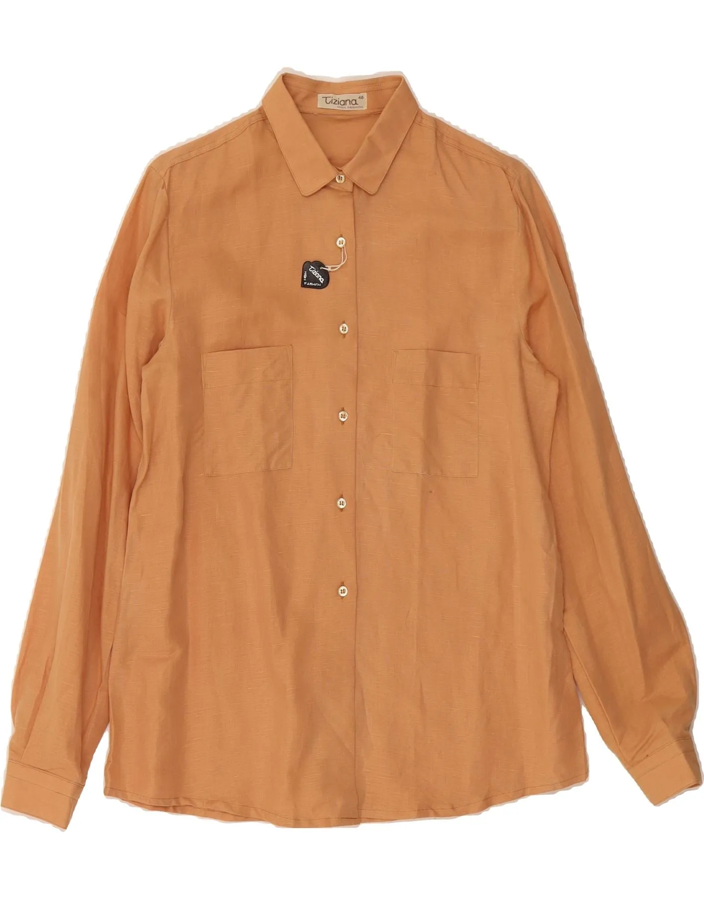 Lakeside Relaxation Static Dissipating Fiber TIZIANA Womens Shirt IT 48 XL Brown Linen