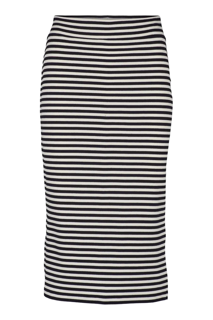 Friction Free Slim Fit Band Ludmilla Long Skirt - Whisper White/Black