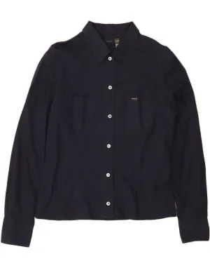 GAS Womens Shirt UK 16 Large Navy Blue Cotton gender-neutral