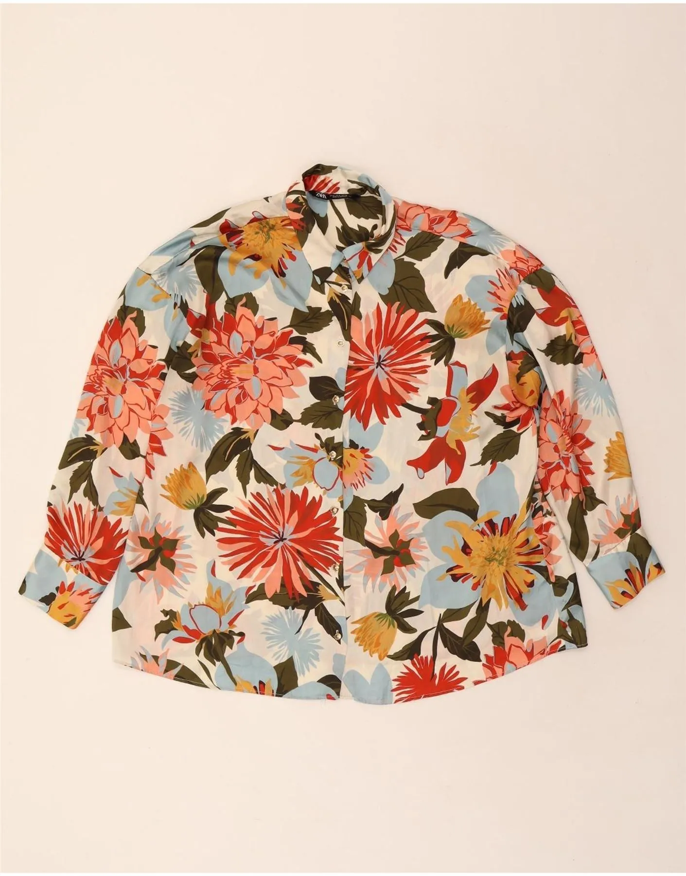 ZARA Womens Shirt Blouse UK 14 Medium Multicoloured Floral BBQ Party