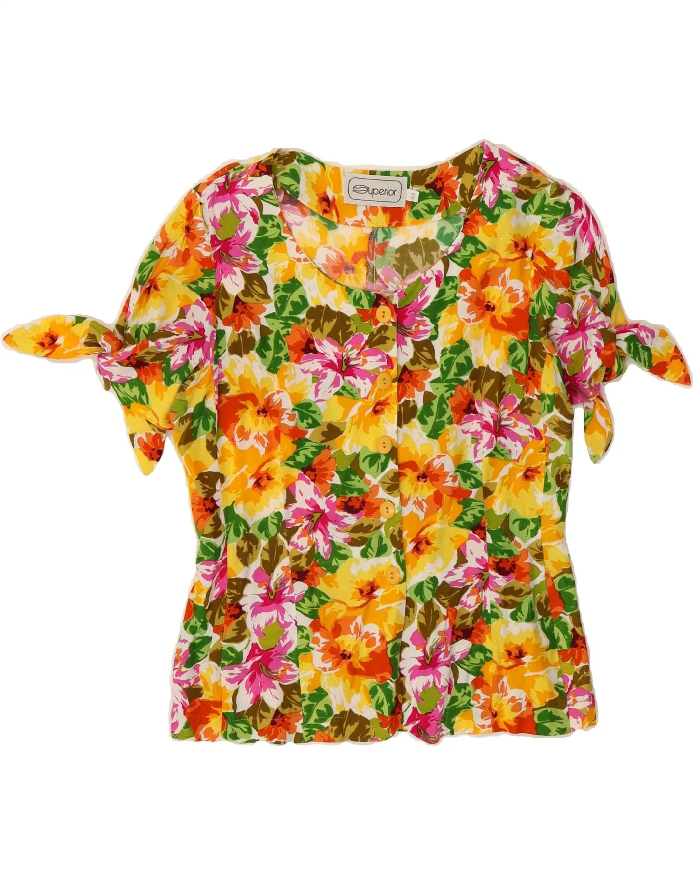 Round Collar Urban Trend SUPERIOR Womens Shirt Blouse IT 44 Medium Multicoloured Floral