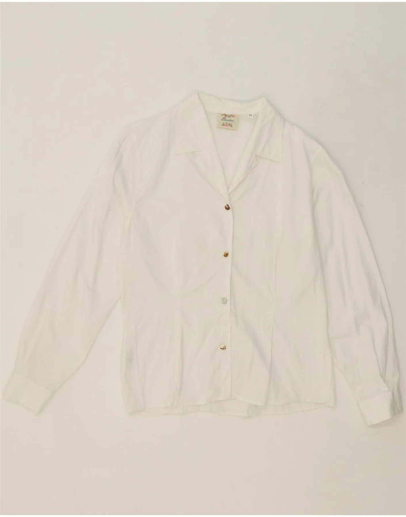 Cozy Feel BENETTON Womens Shirt IT 44 Medium White Cotton