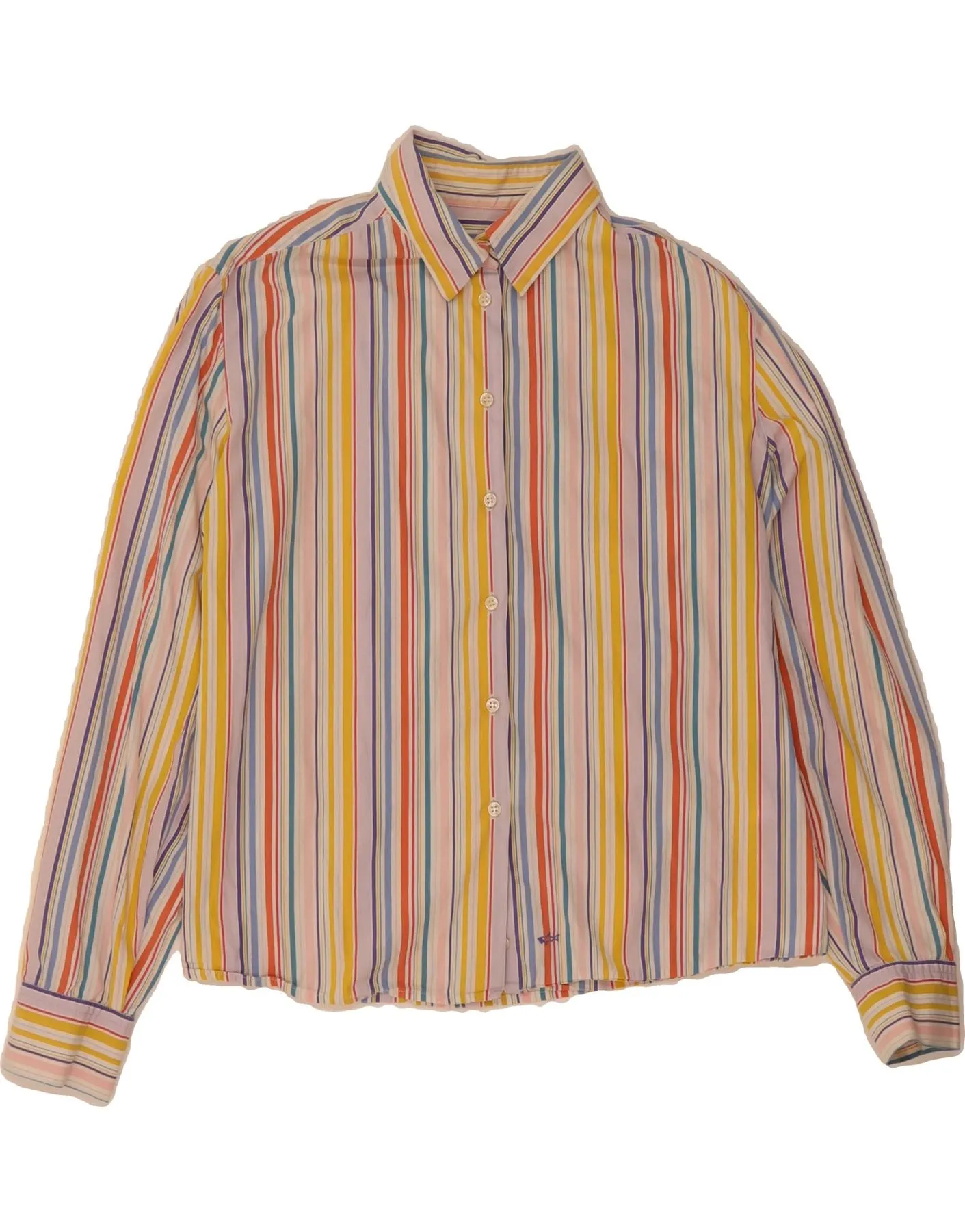 PAUL & SHARK Womens Shirt IT 46 Large Multicoloured Striped Lightweight Material Hypoallergenic Lining