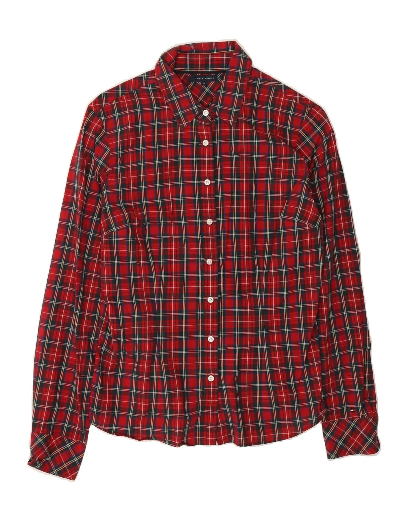 Durable Fabric Stylish Design TOMMY HILFIGER Womens Shirt US 8 Medium Red Check Cotton