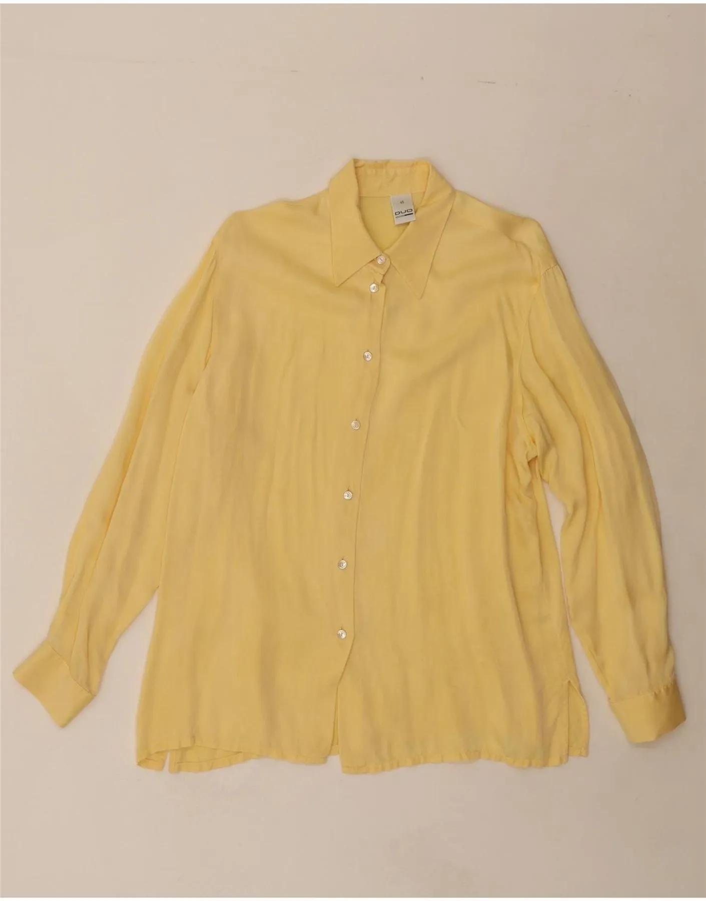 VINTAGE Womens Shirt EU 42 Large Yellow Cupro Sustainable Manufacturing Process Non Iron Material