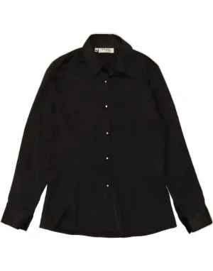 Hidden Placket VINTAGE Womens Shirt IT 46 Large Black Polyester