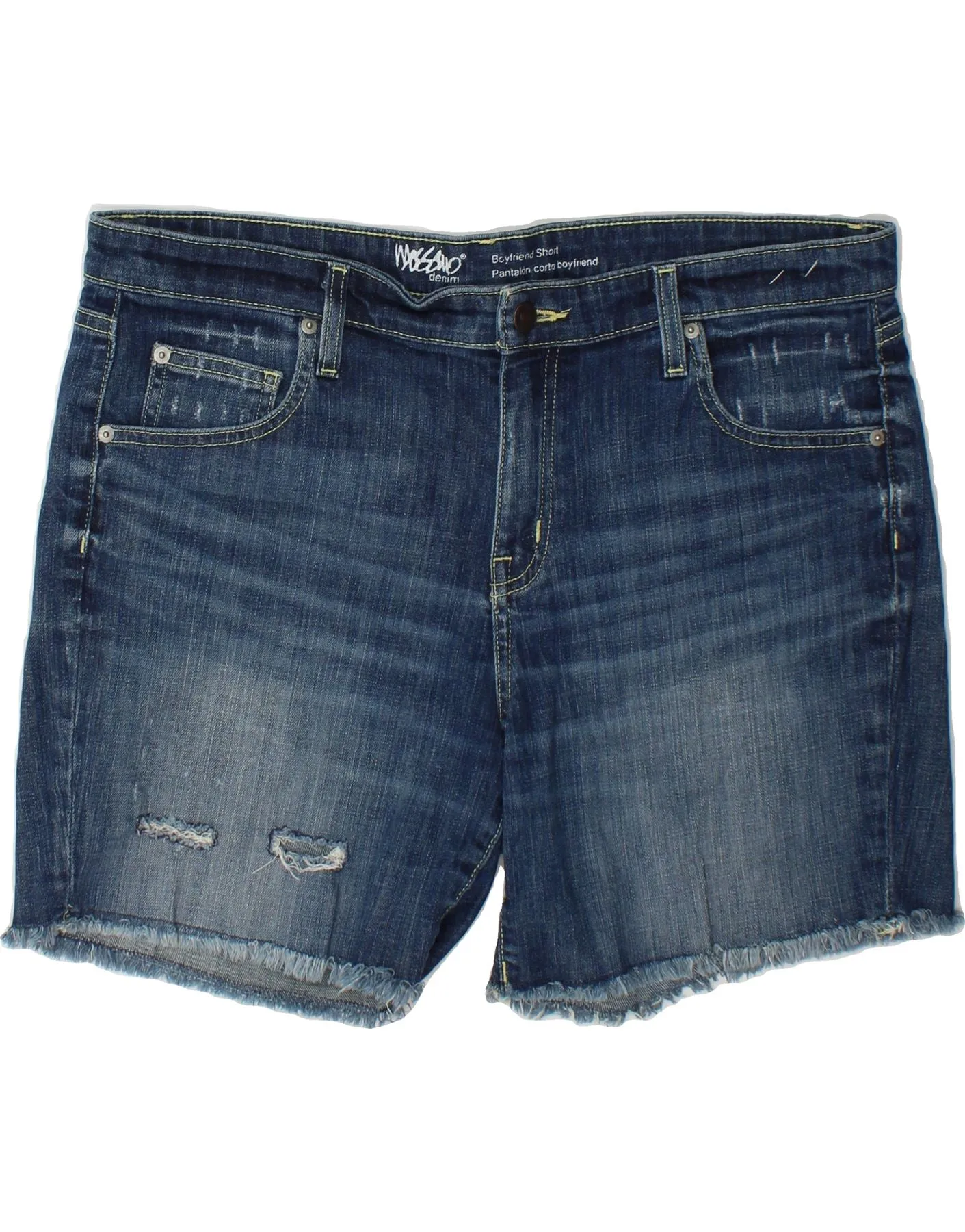 Plaid Design MOSSIMO Womens Boyfriend Distressed Denim Shorts US 14 Large W32  Blue