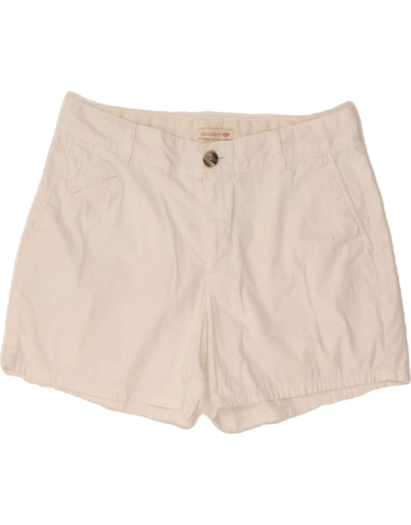 DOCKERS Womens Chino Shorts US 6 Medium W32 White Cotton Stretchable Fabric Seamless Shoulder Construction
