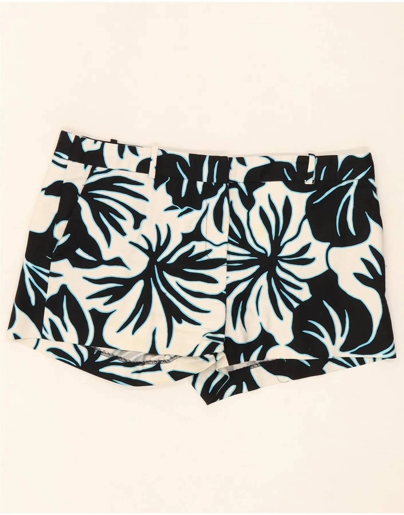 Button Down Design MICHAEL KORS Womens Chino Shorts US 10 Large W34  Black Floral Cotton