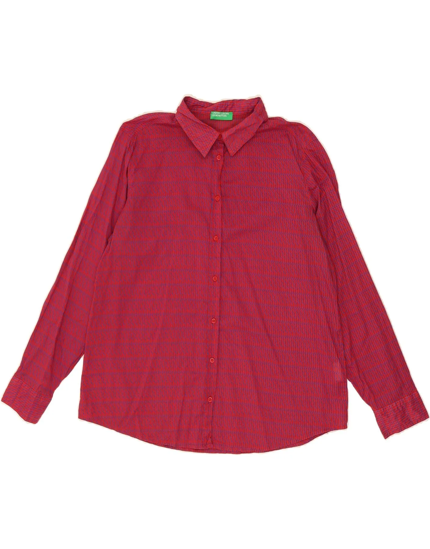 Ombre look Sustainable production BENETTON Womens Shirt UK 18 XL Red Check Cotton