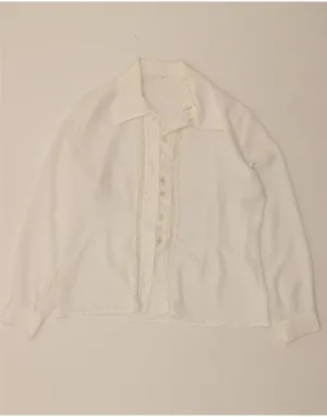 VINTAGE Womens Shirt Blouse UK 16 Large White Polyester All-day Comfort