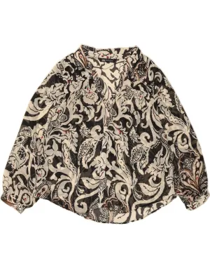 ZARA Womens Shirt Blouse UK 14 Medium Black Paisley Hidden Placket Bold Graphics