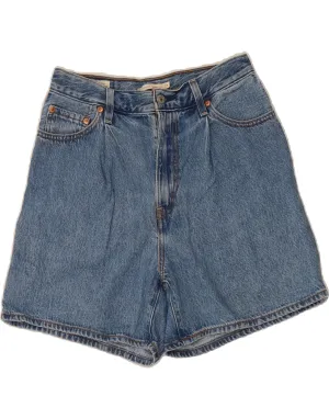 Student Essential Waffle Weave LEVI'S Womens Ribcage High Waist Denim Shorts  W27 Small Blue Cotton