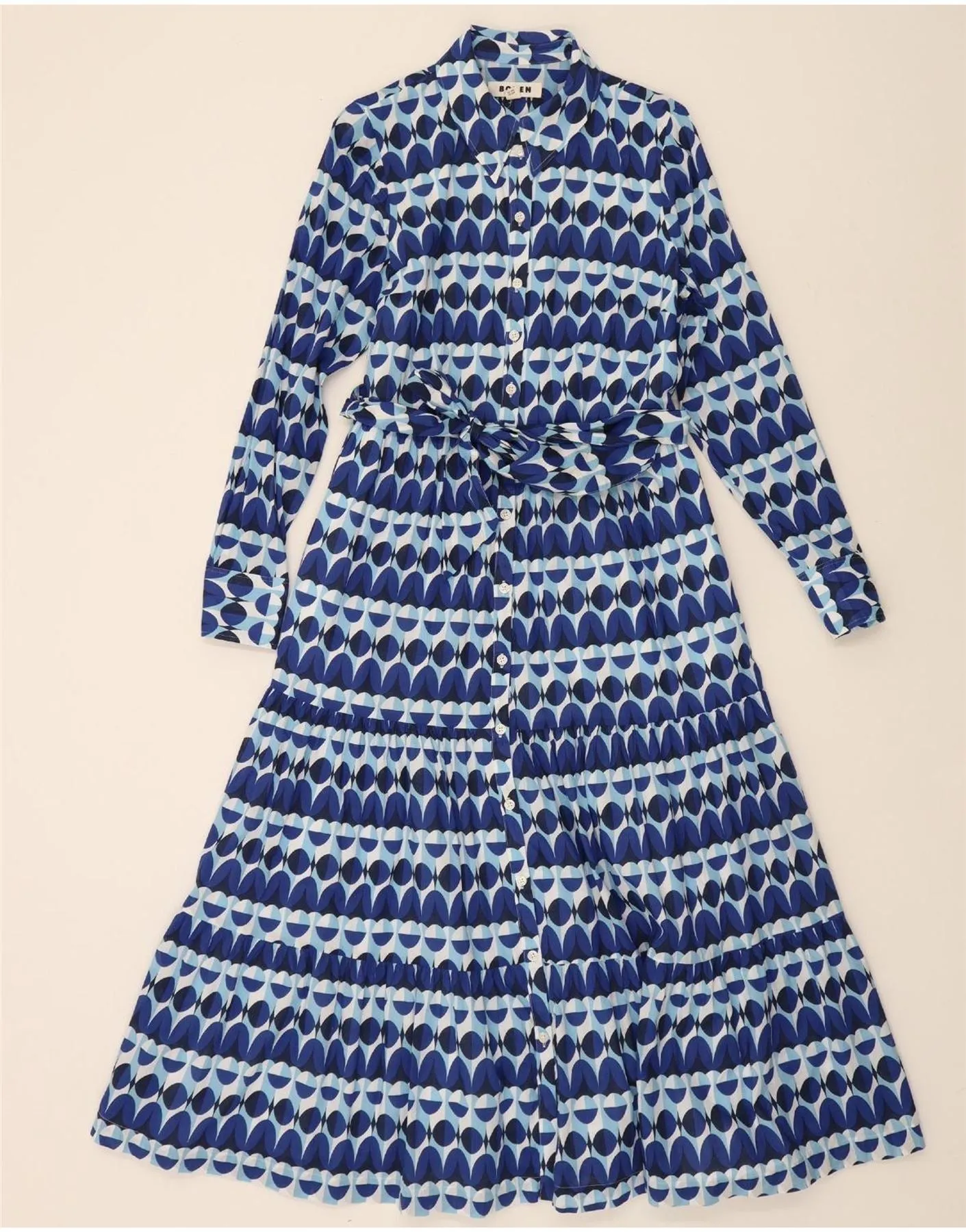 Non Restrictive Fit Breathable Underarm Vents BODEN Womens Shirt Dress UK 10 Small Blue Geometric Cotton