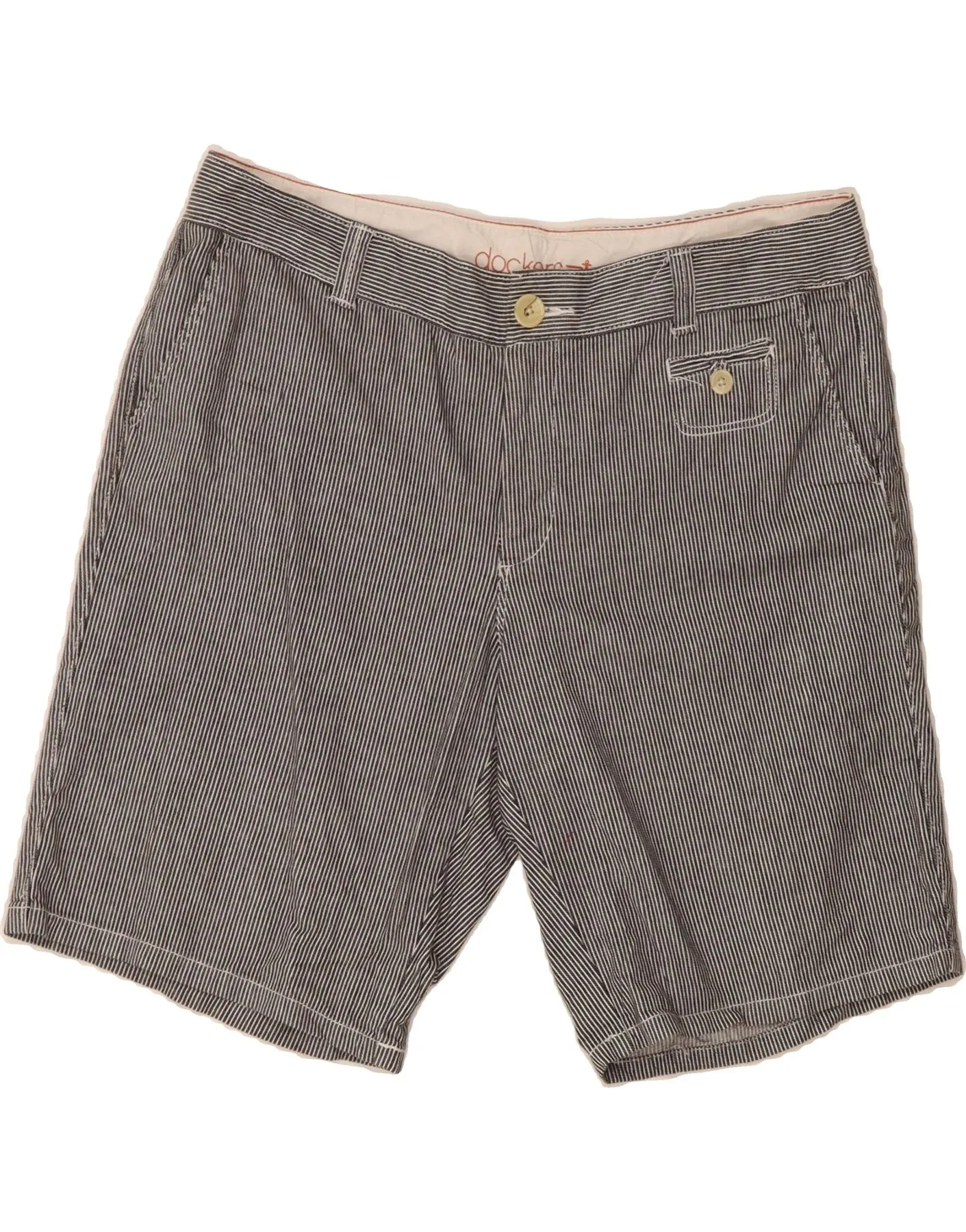 Holiday Travel DOCKERS Womens Chino Shorts US 14 XL W36  Black Pinstripe Cotton