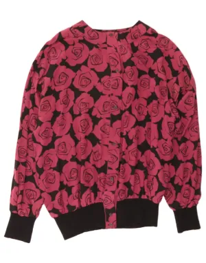 Sweat-Absorbing Midweight Textile VINTAGE Womens Shirt Blouse IT 44 Medium Pink Floral Silk