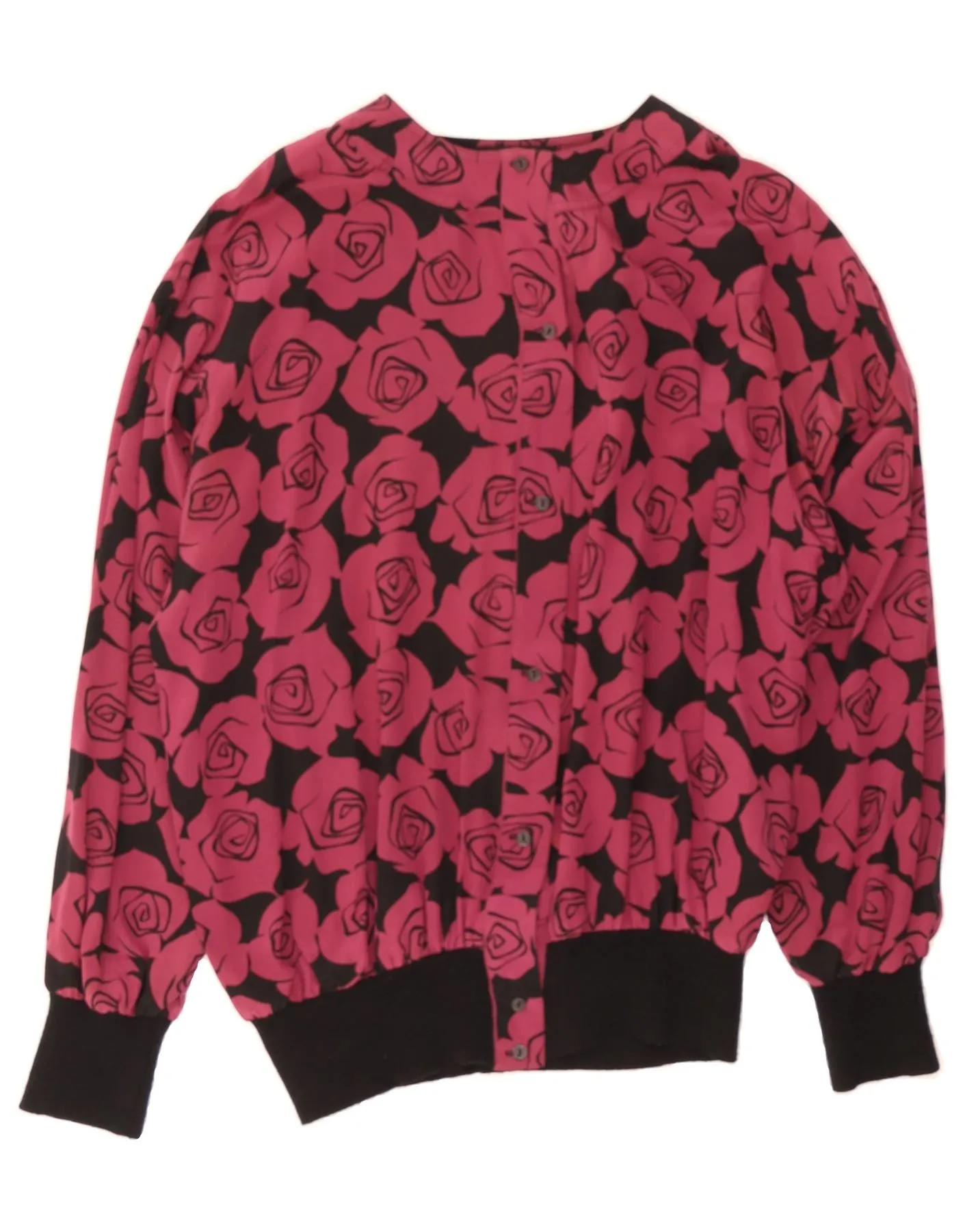 Sweat-Absorbing Midweight Textile VINTAGE Womens Shirt Blouse IT 44 Medium Pink Floral Silk