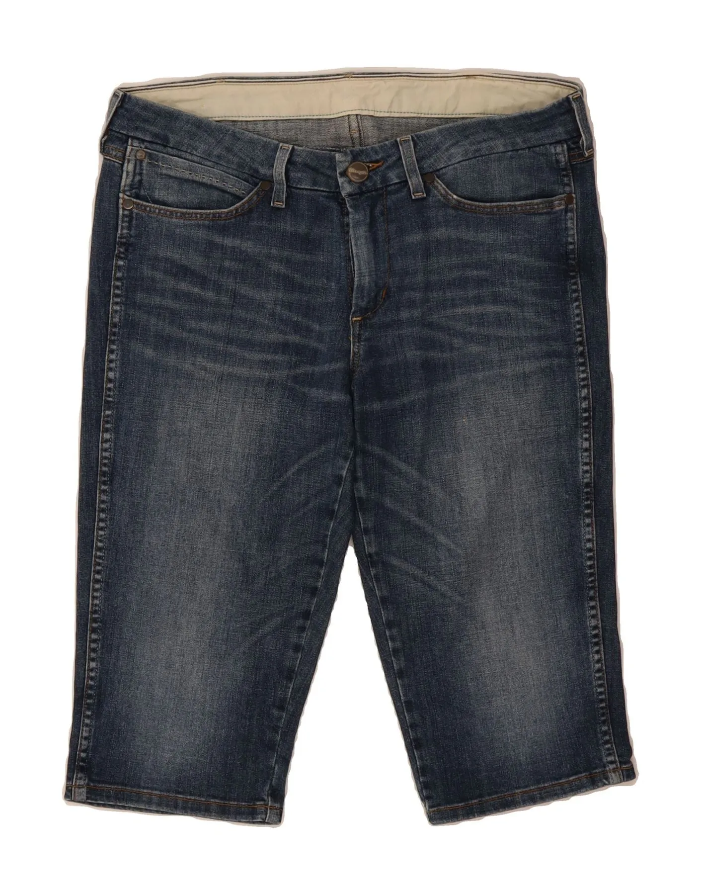 Networking Session WRANGLER Womens Elle Bermuda Denim Shorts W33 Large Blue Cotton