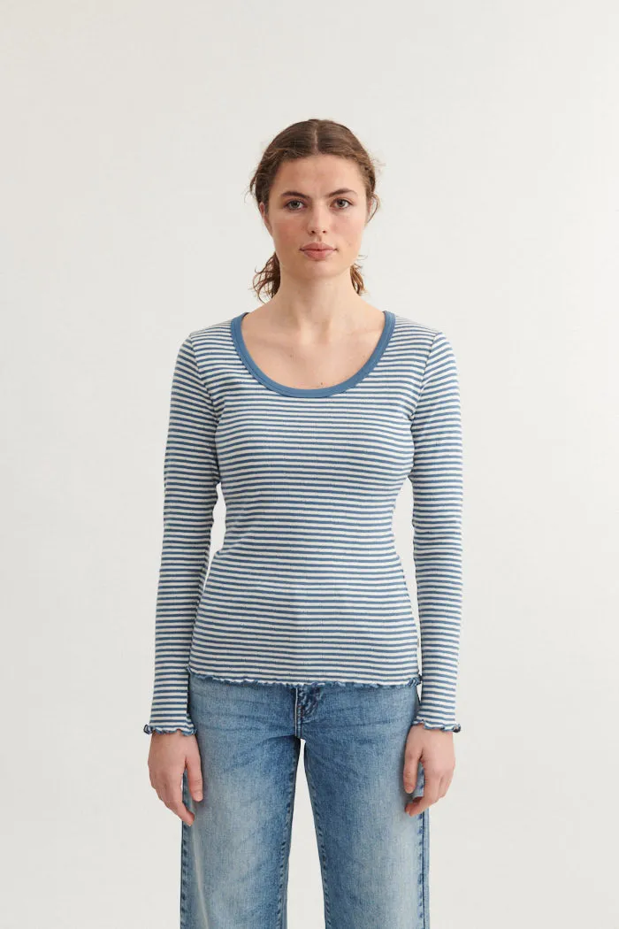 Versatile Comfort Style Flexible Shoulder Seams Silma LS Tee - Copen blue / Birch