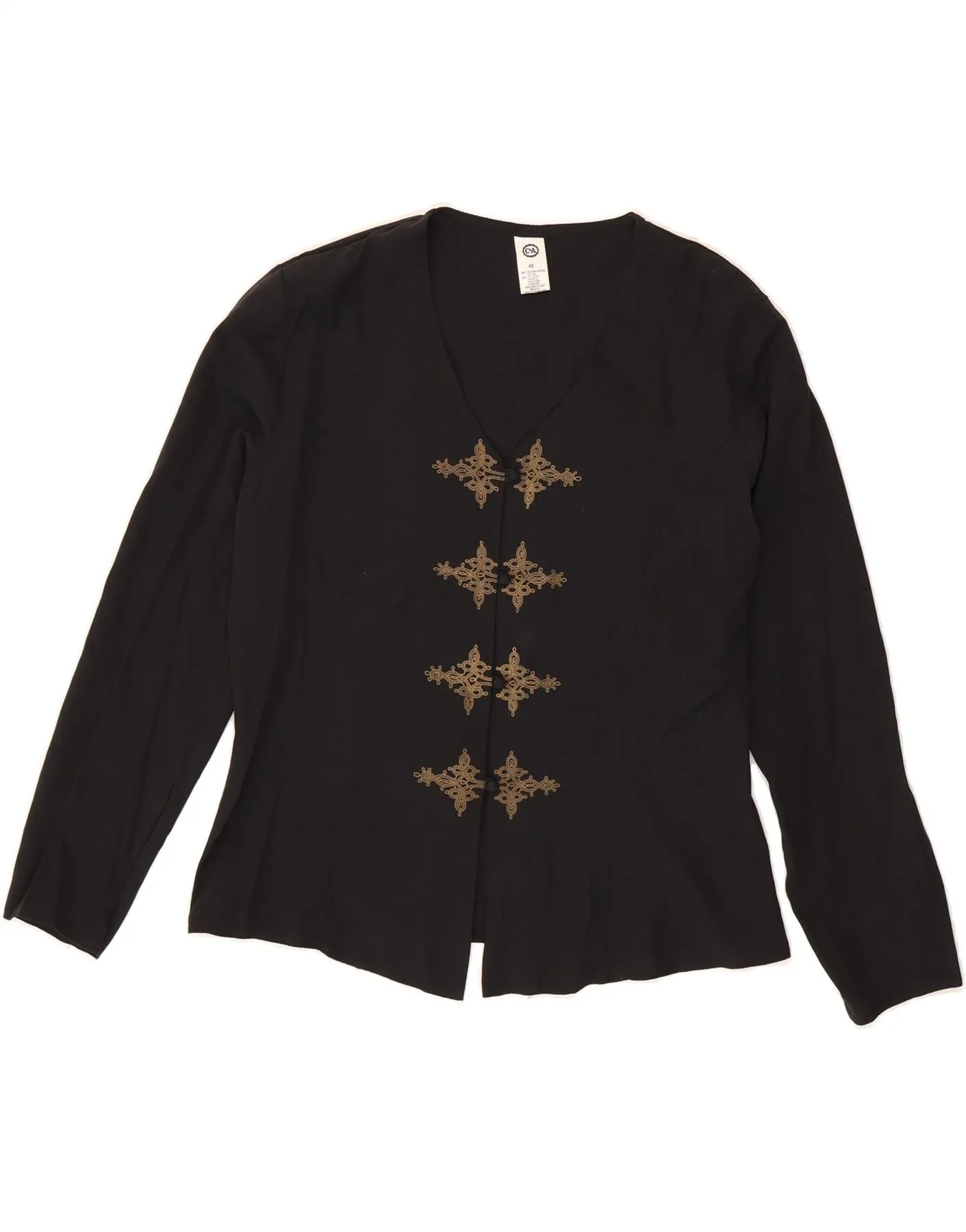 C&A Womens Shirt Blouse EU 40 Medium Black Viscose All Day Comfort Tech