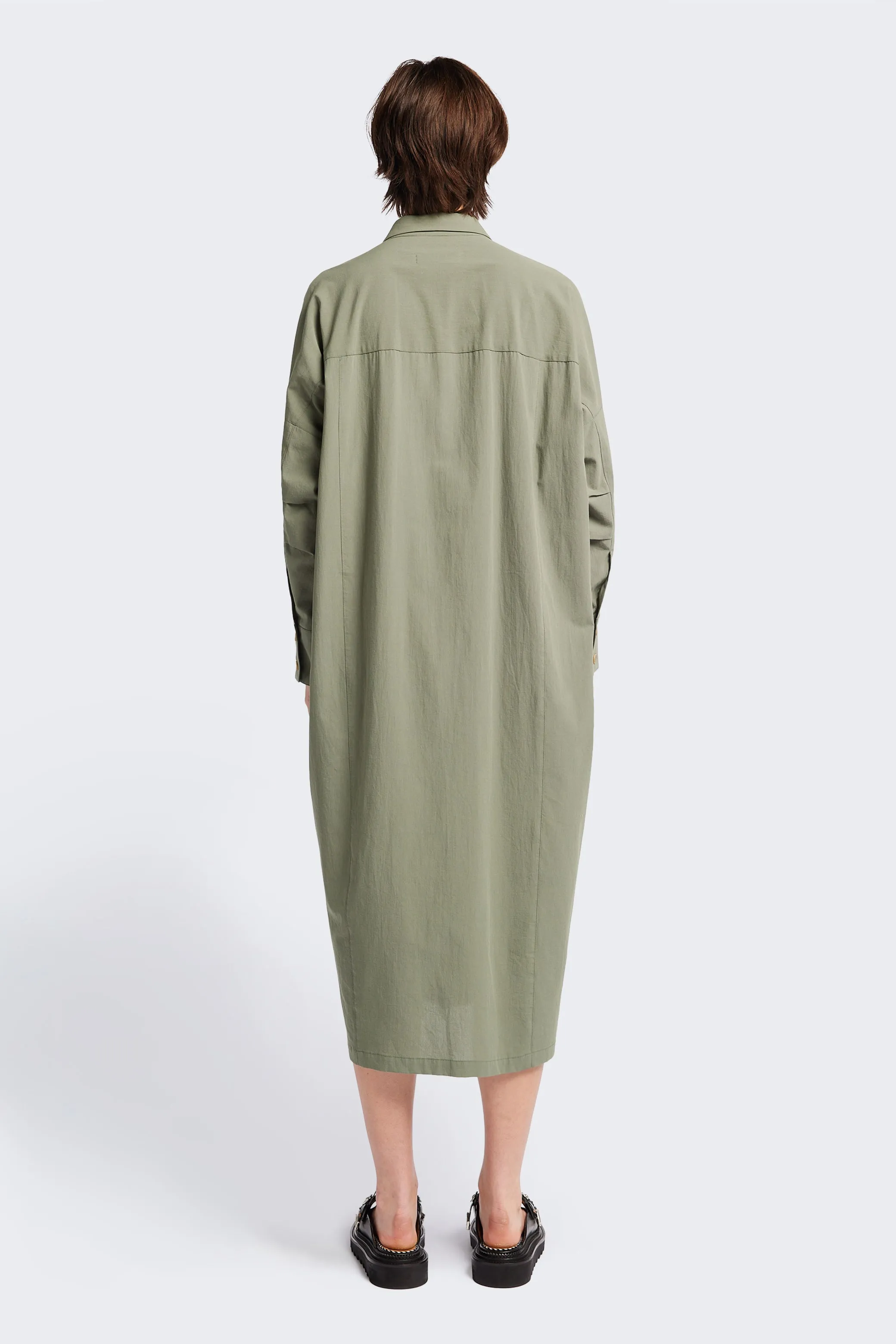 Smart and Sleek Wave Soft Sundown Shirt Dress Olive