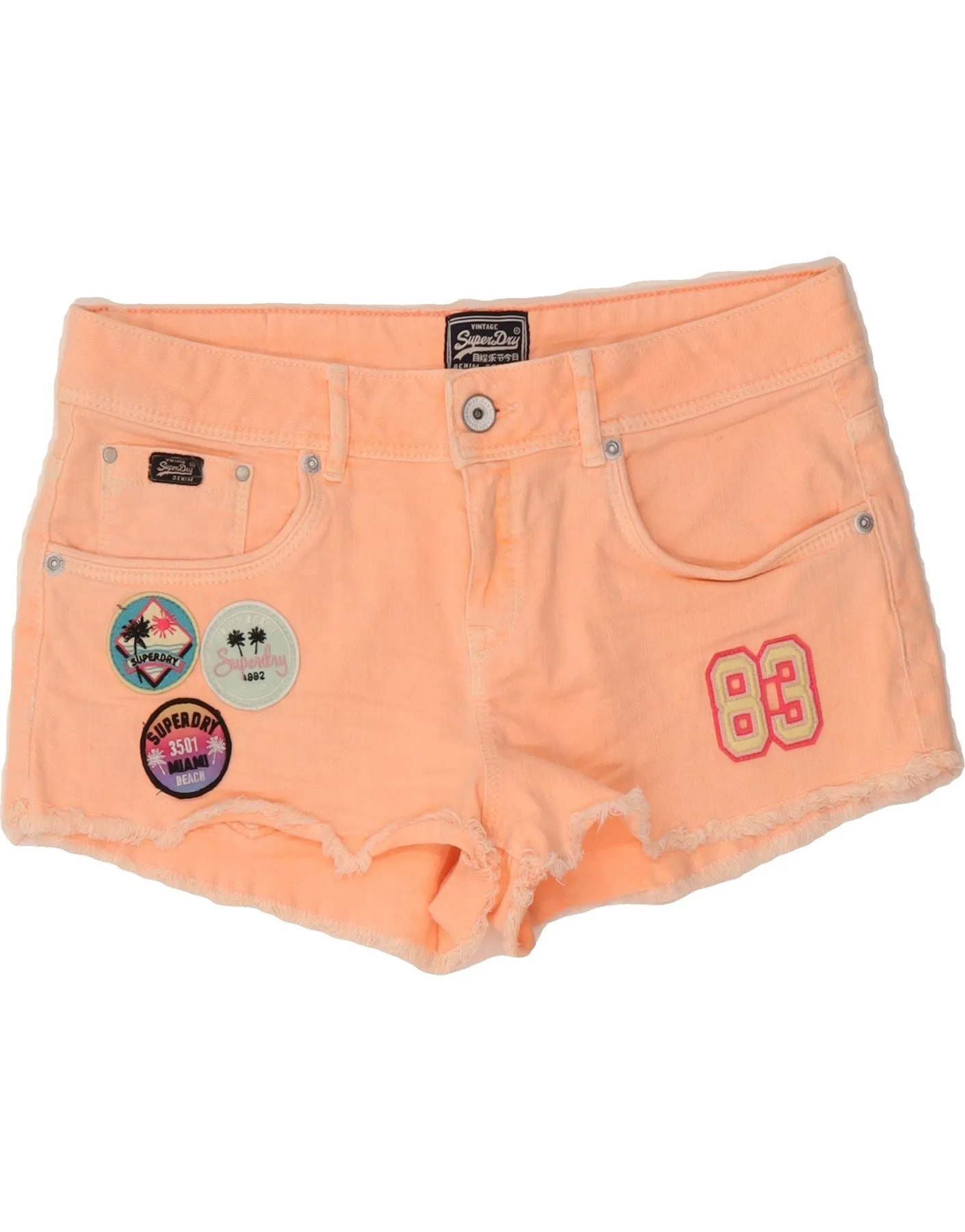 Gym Companion SUPERDRY Womens Graphic Denim Shorts W28 Medium Pink
