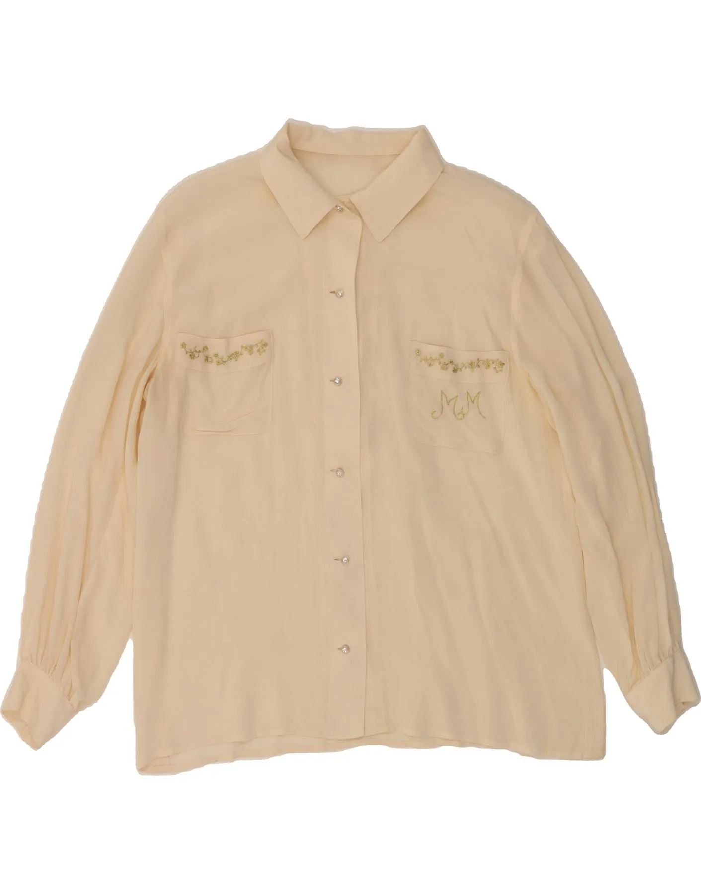 Dynamic Design VINTAGE Womens Shirt Blouse UK 14 Large Beige