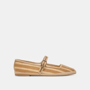 TAMEKA BALLET FLATS TAN STRIPE MESH Food Glow