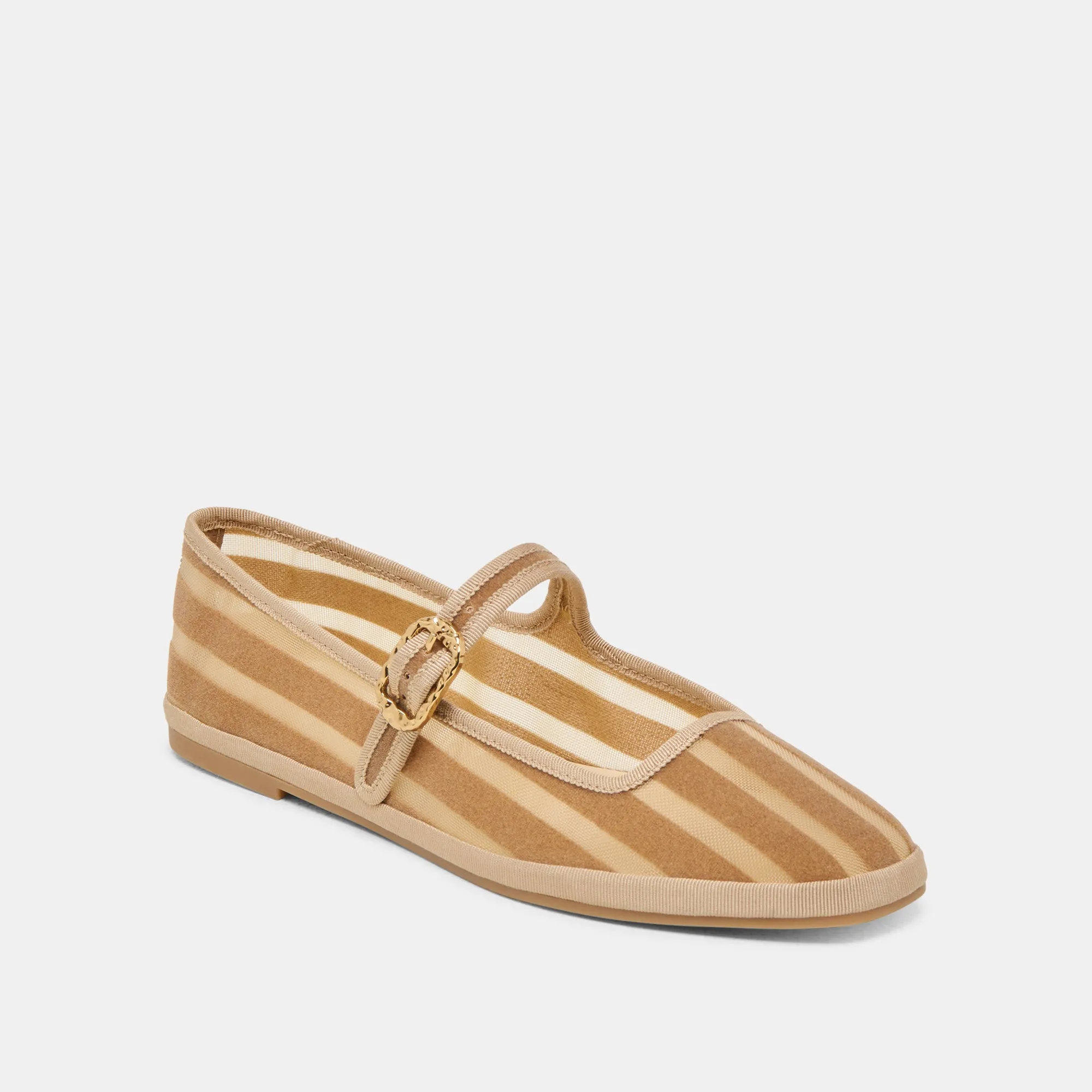 TAMEKA BALLET FLATS TAN STRIPE MESH Fair Day