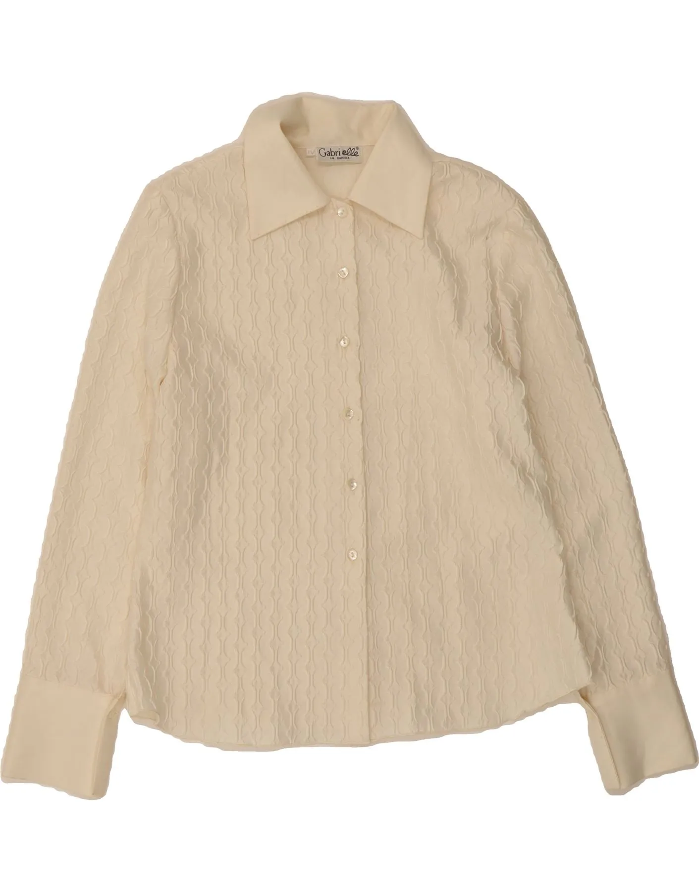 Eco-friendly VINTAGE Womens Shirt Blouse UK 16 Large Off White Geometric Polyester