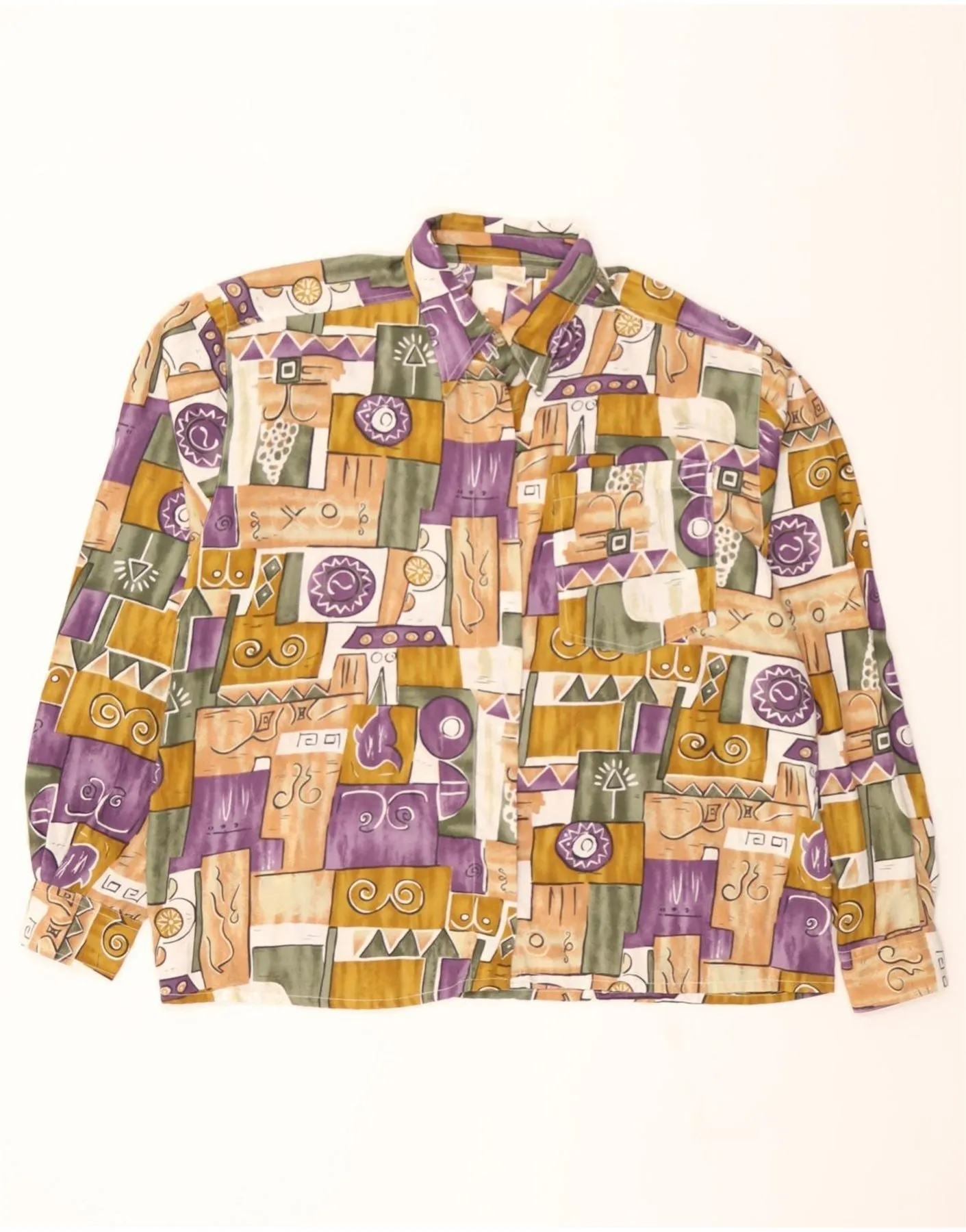 Seasonal Collection VINTAGE Womens Shirt IT 48 XL Multicoloured Geometric Polyester