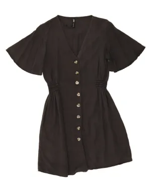 ZARA Womens Shirt Dress UK 14 Large Black Cotton Polka Dot