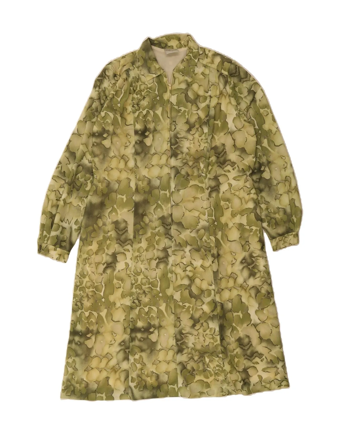 VINTAGE Womens Shirt Dress UK 18 XL Green Floral Acetate Youthful Appeal