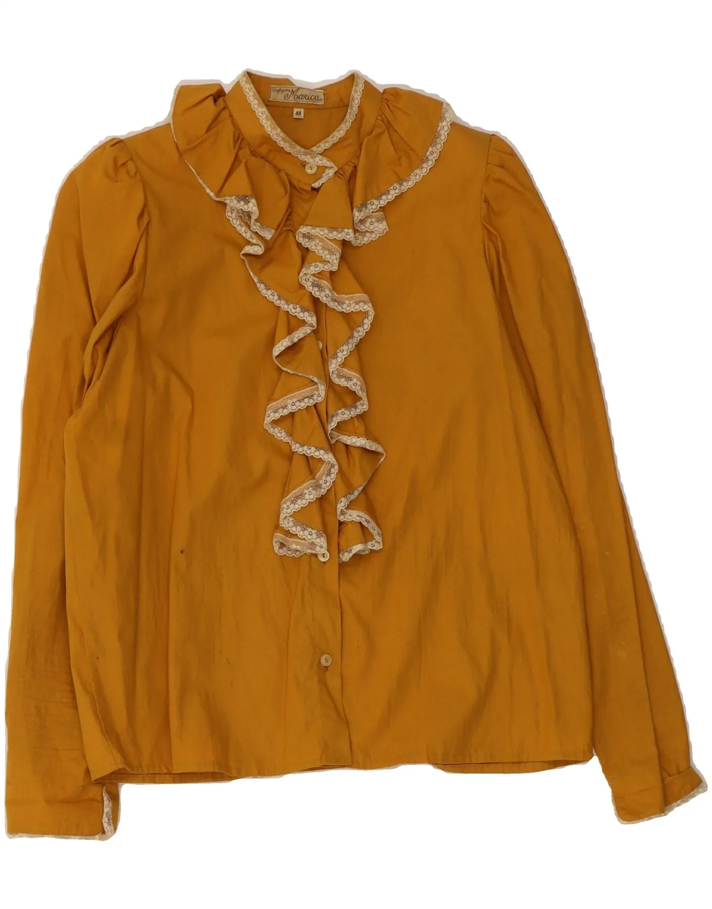 VINTAGE Womens Shirt Blouse IT 44 Medium Yellow Stylish Detail