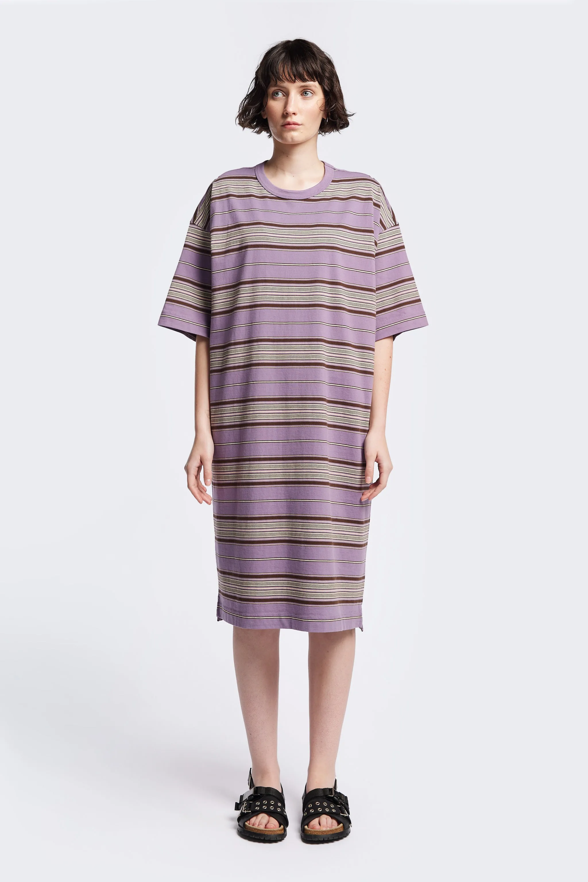 Versatile Wear Party Floral Nadir Dress Purple Stripe
