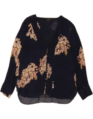 Camouflage Style MASSIMO DUTTI Womens Shirt Blouse EU 40 Medium Navy Blue Floral Viscose
