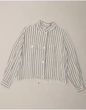 MASSIMO DUTTI Womens Shirt UK 16 Large White Striped Subtle Print