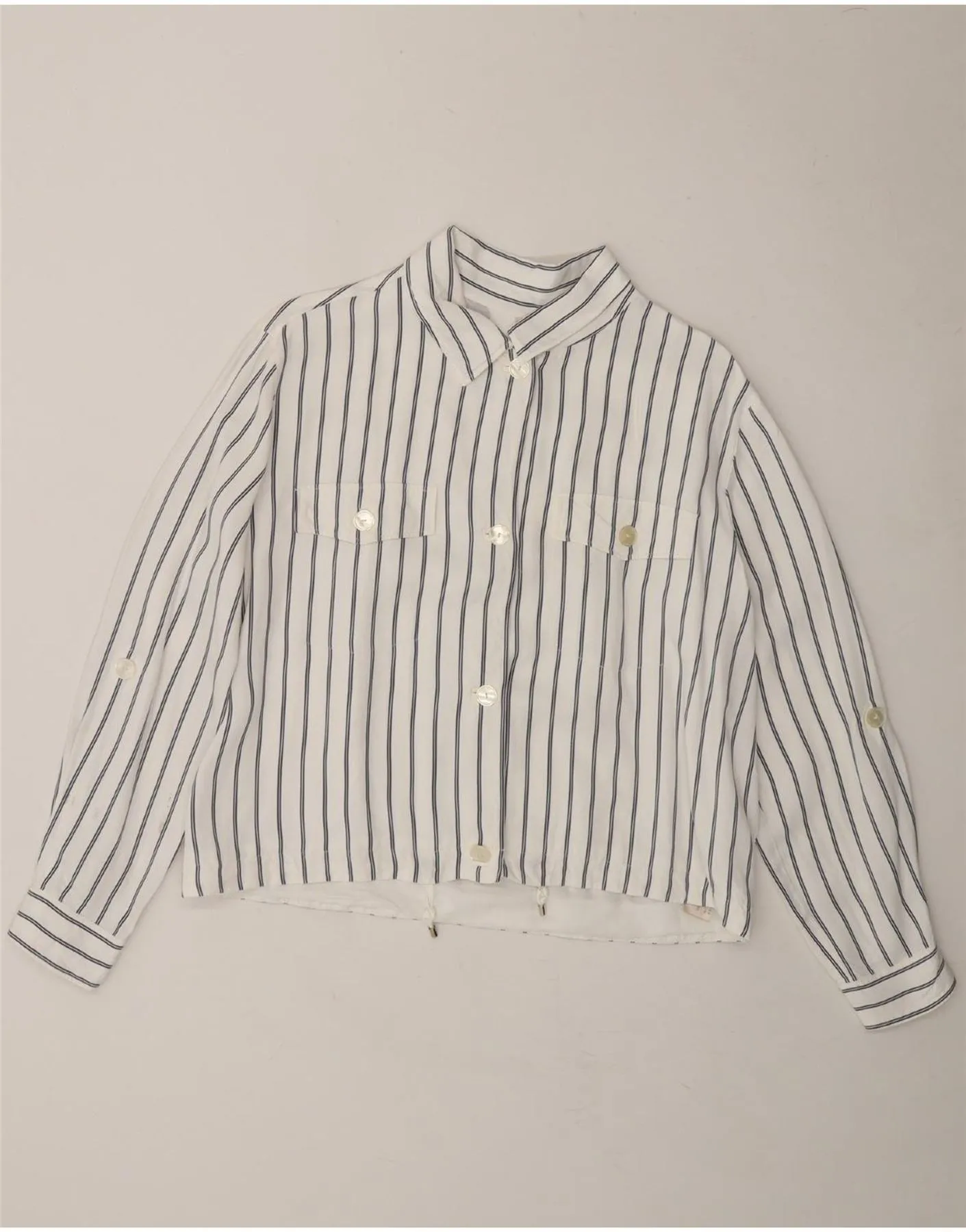 MASSIMO DUTTI Womens Shirt UK 16 Large White Striped Subtle Print