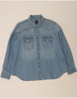 GAP Womens Denim Shirt UK 20 2XL Blue Cotton Multi Layer Stitching Loose style